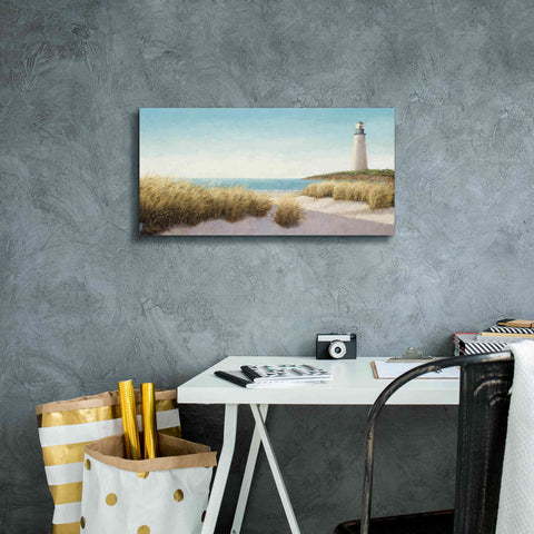 Image of Epic Art 'Lighthouse by the Sea' by James Wiens, Canvas Wall Art,24 x 12