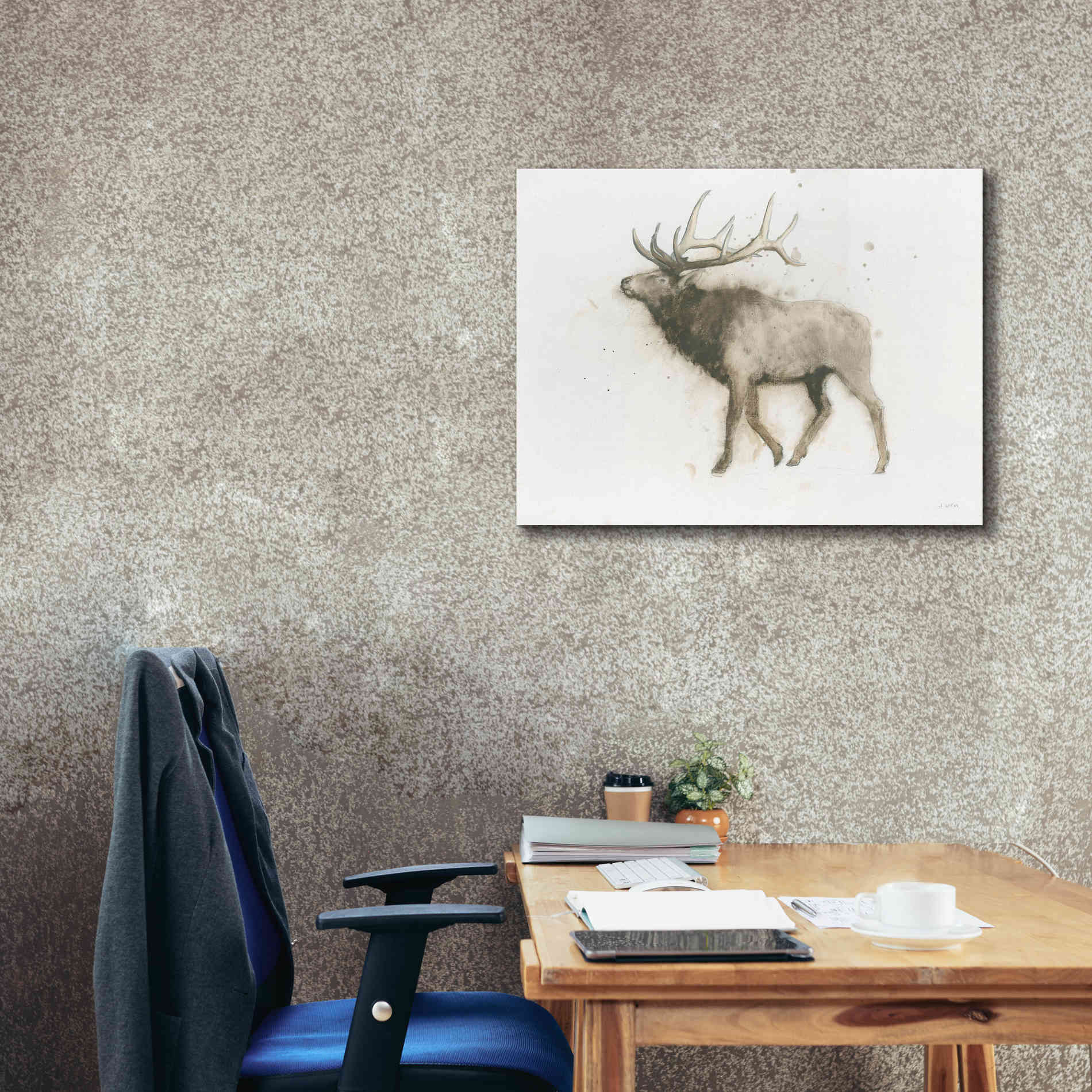 'Elk' by James Wiens, Canvas Wall Art,34 x 26