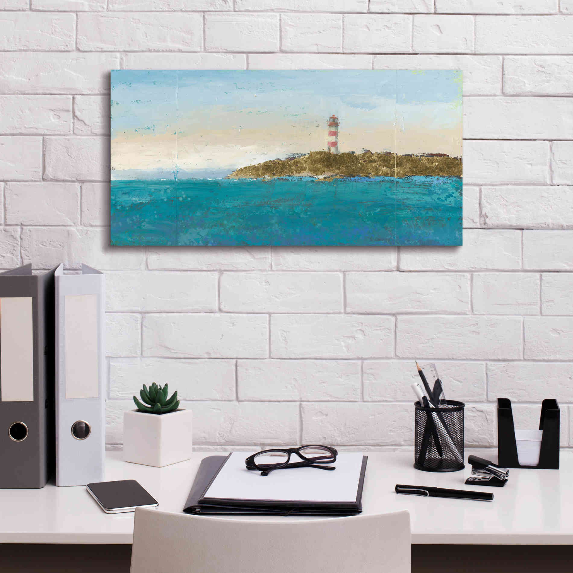 'Lighthouse Seascape I' by James Wiens, Canvas Wall Art,24 x 12