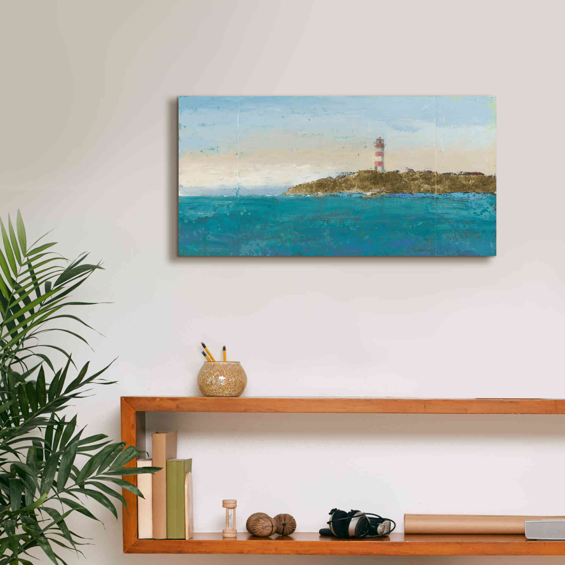 'Lighthouse Seascape I' by James Wiens, Canvas Wall Art,24 x 12