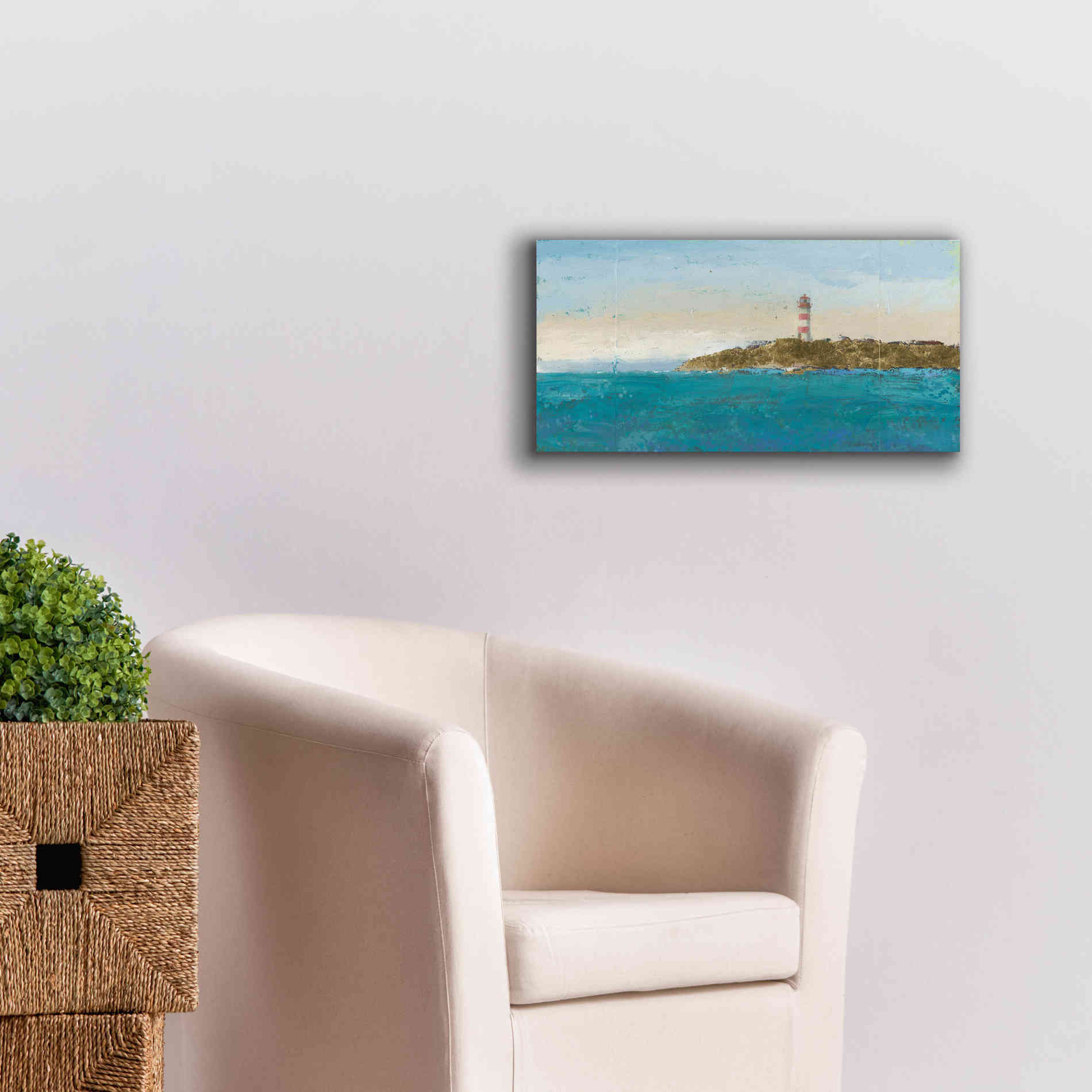 'Lighthouse Seascape I' by James Wiens, Canvas Wall Art,24 x 12
