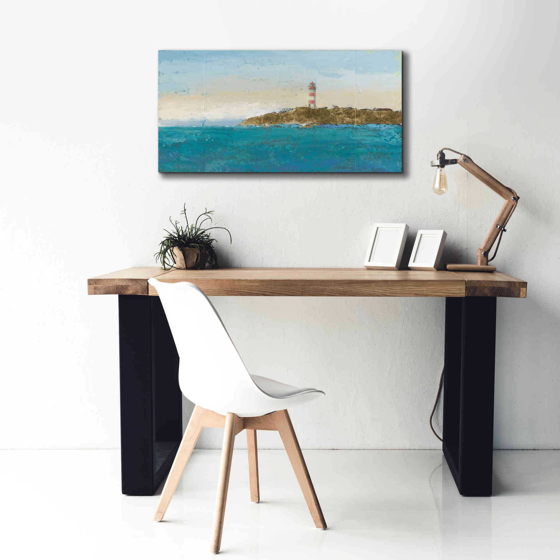 'Lighthouse Seascape I' by James Wiens, Canvas Wall Art,40 x 20
