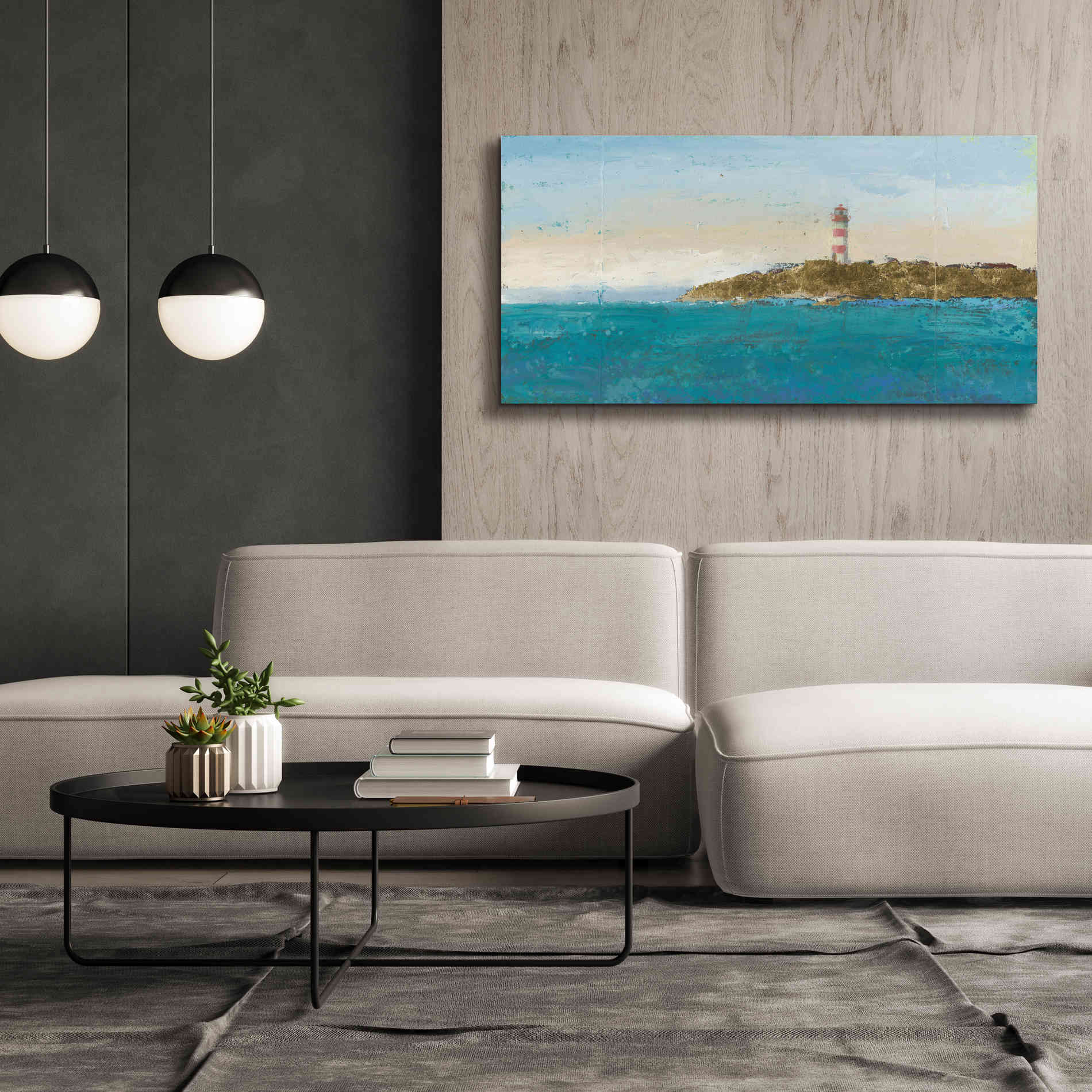 'Lighthouse Seascape I' by James Wiens, Canvas Wall Art,60 x 30