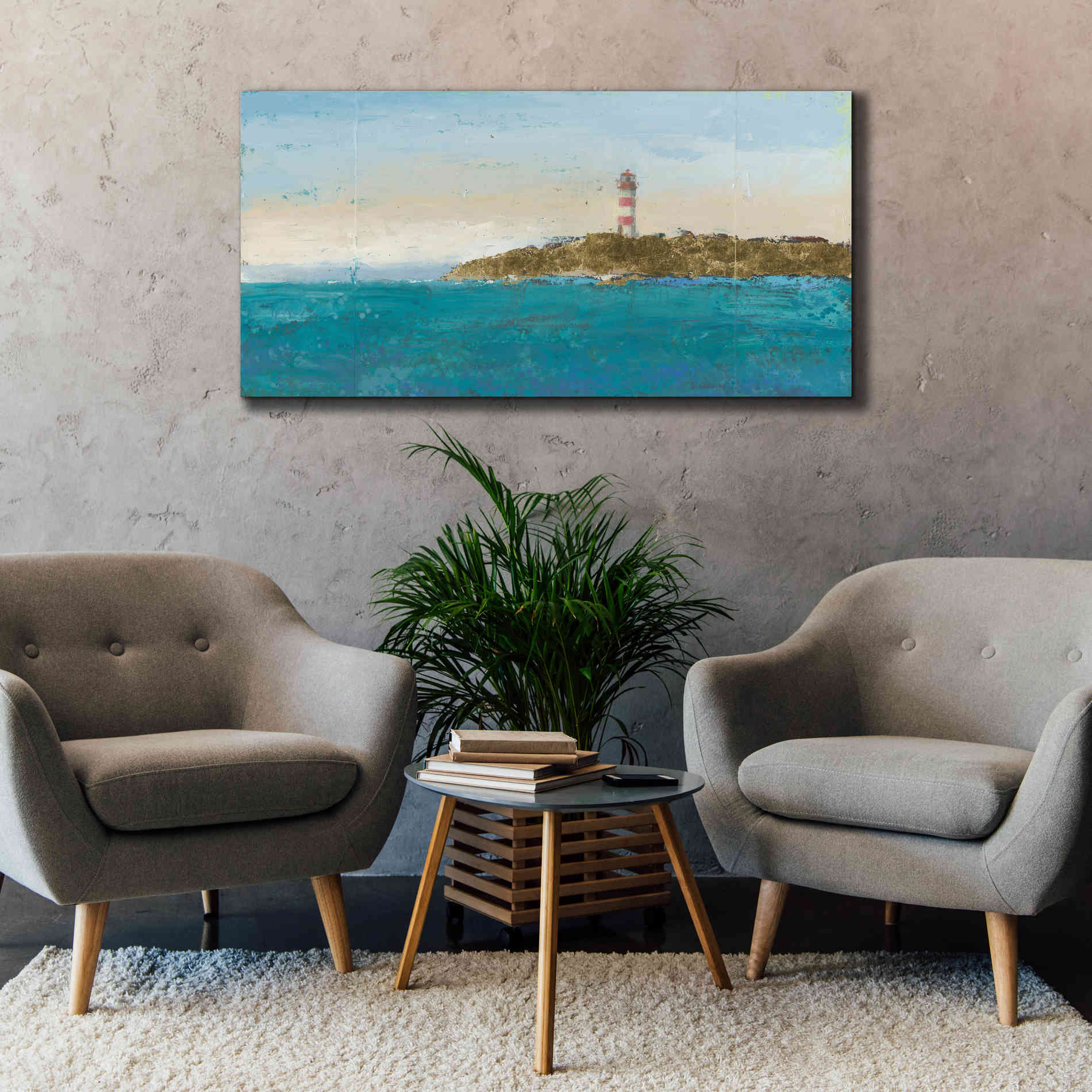 'Lighthouse Seascape I' by James Wiens, Canvas Wall Art,60 x 30