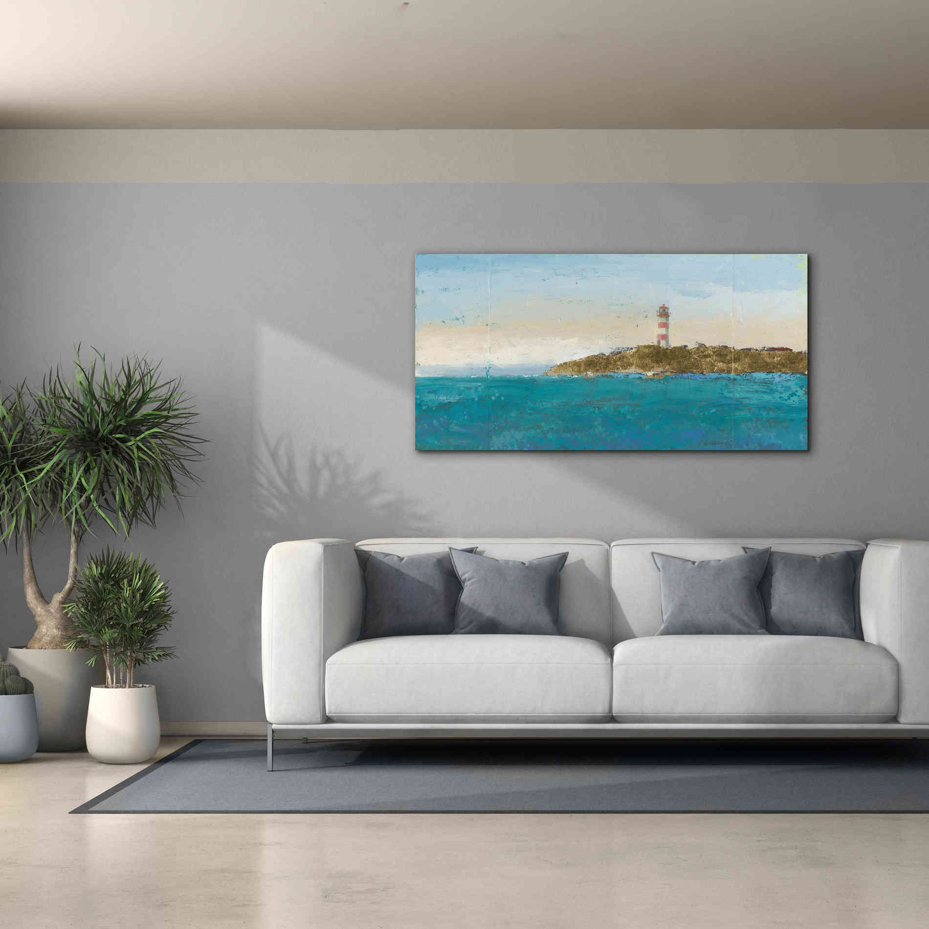 'Lighthouse Seascape I' by James Wiens, Canvas Wall Art,60 x 30