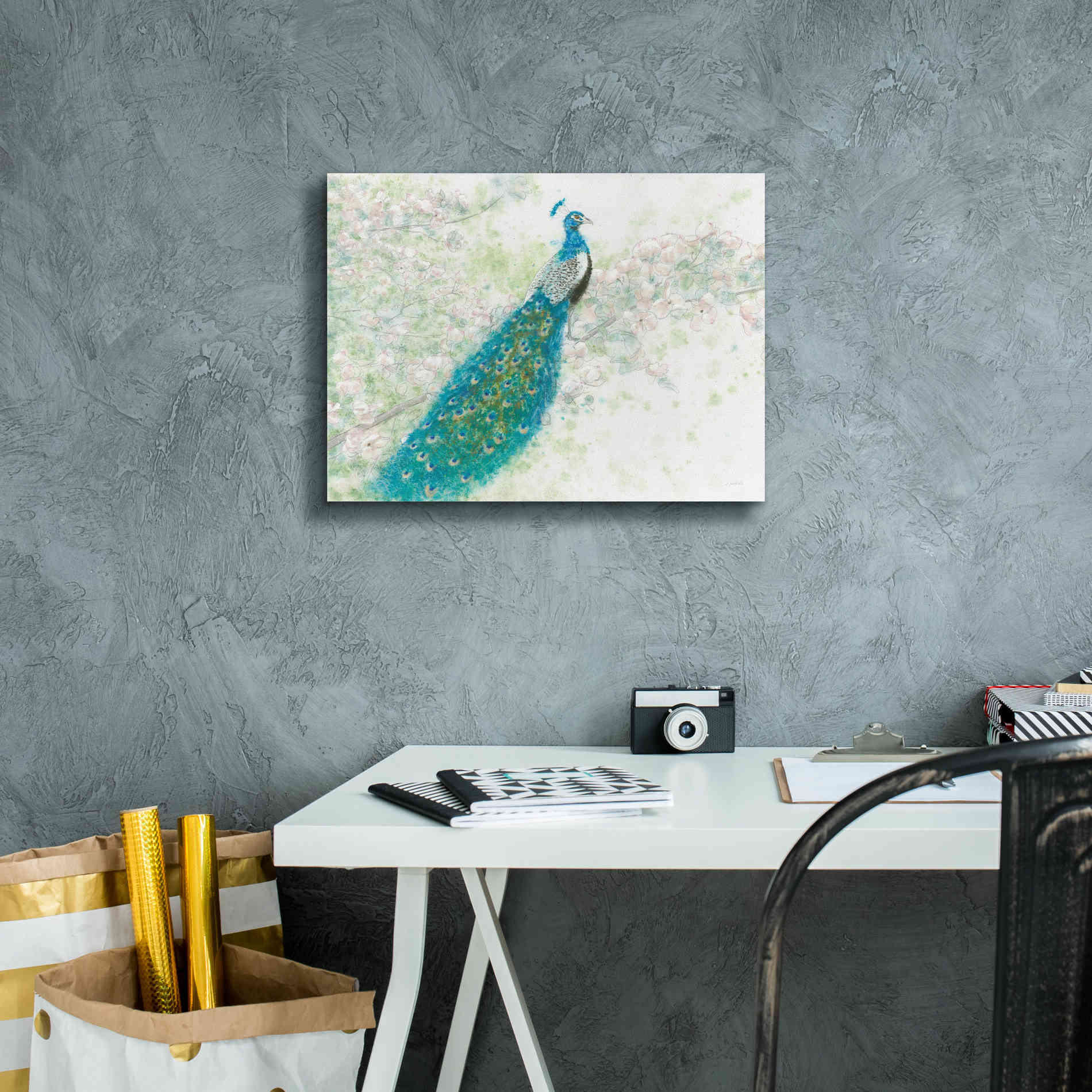 'Spring Peacock I' by James Wiens, Canvas Wall Art,16 x 12