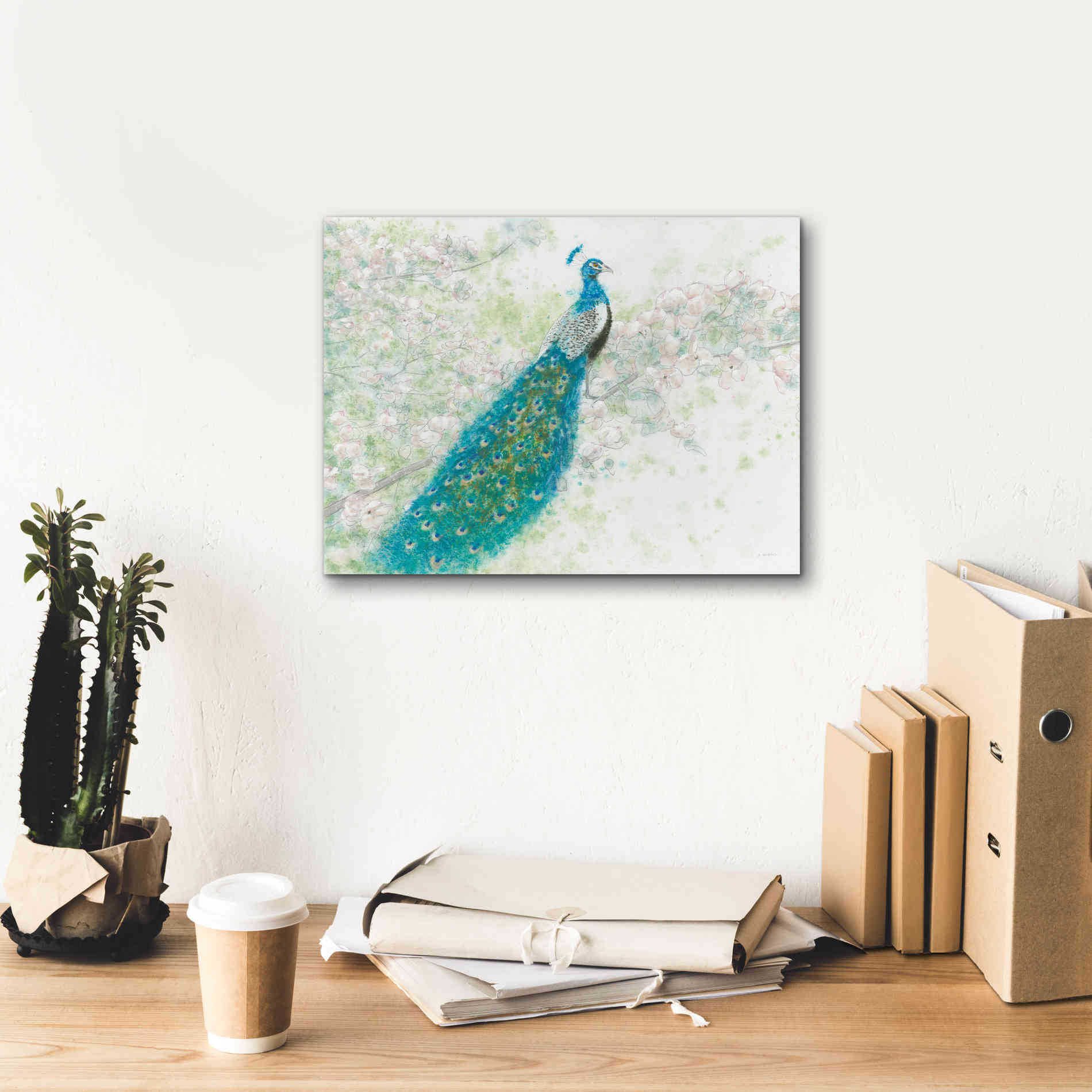 'Spring Peacock I' by James Wiens, Canvas Wall Art,16 x 12