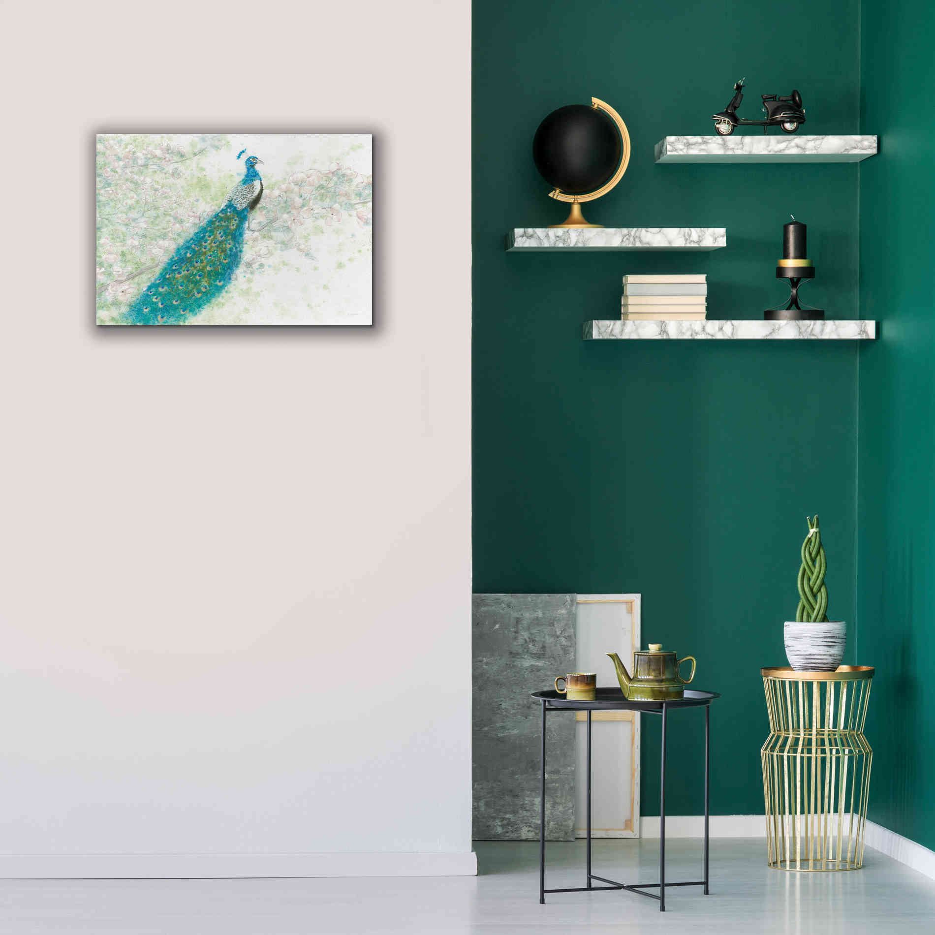 'Spring Peacock I' by James Wiens, Canvas Wall Art,26 x 18