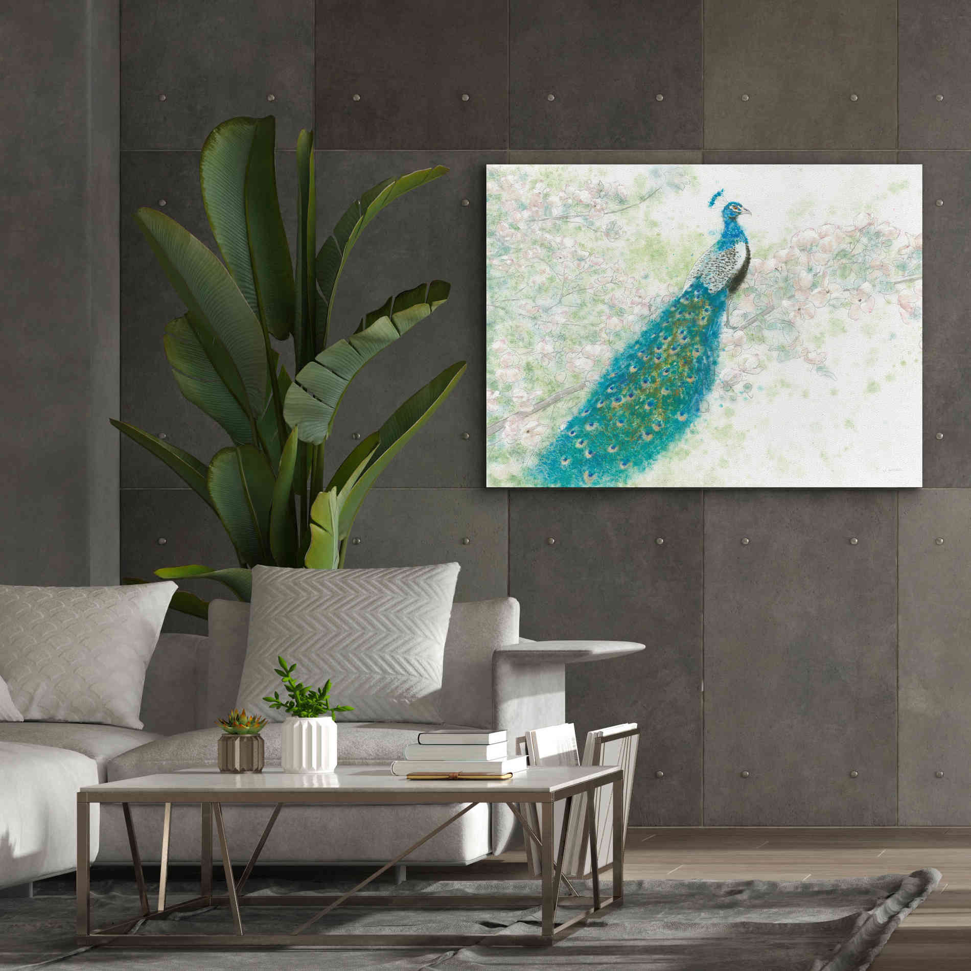 'Spring Peacock I' by James Wiens, Canvas Wall Art,54 x 40