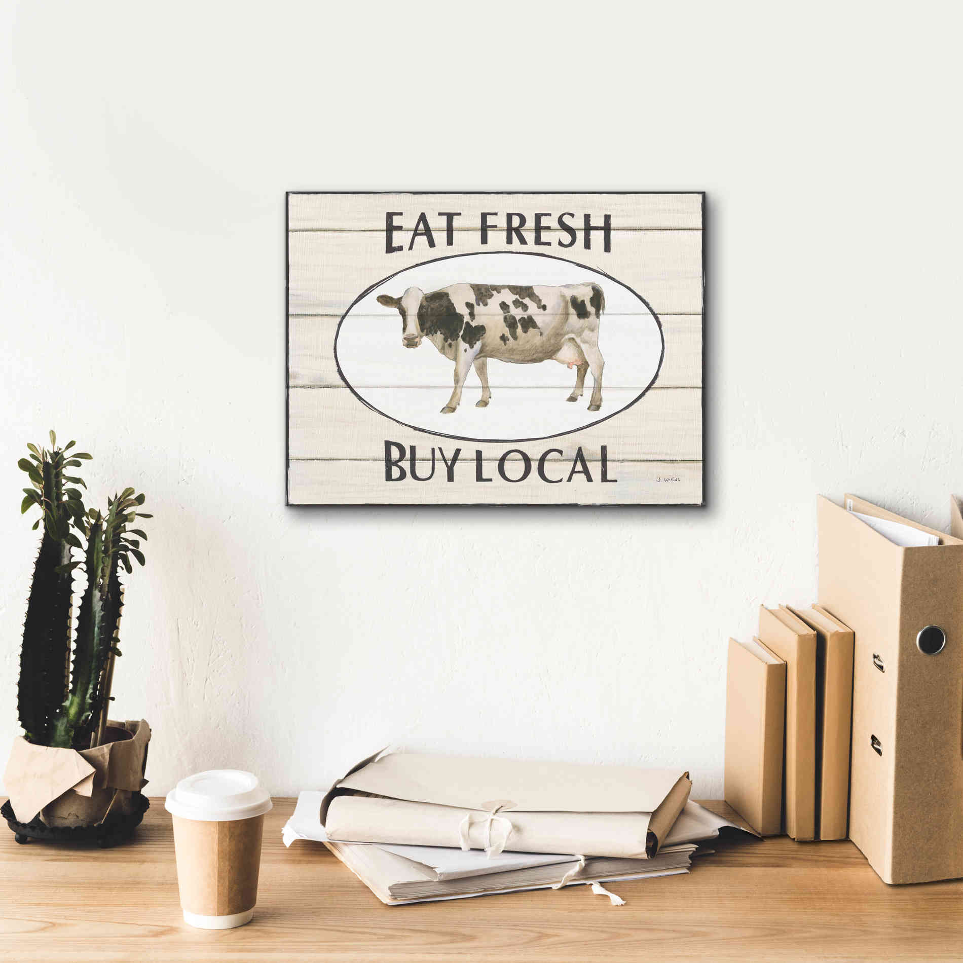 'Country Cow V' by James Wiens, Canvas Wall Art,16 x 12