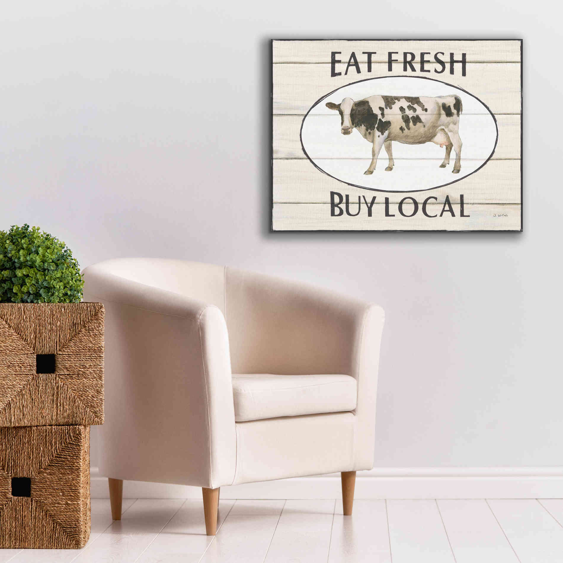 'Country Cow V' by James Wiens, Canvas Wall Art,34 x 26