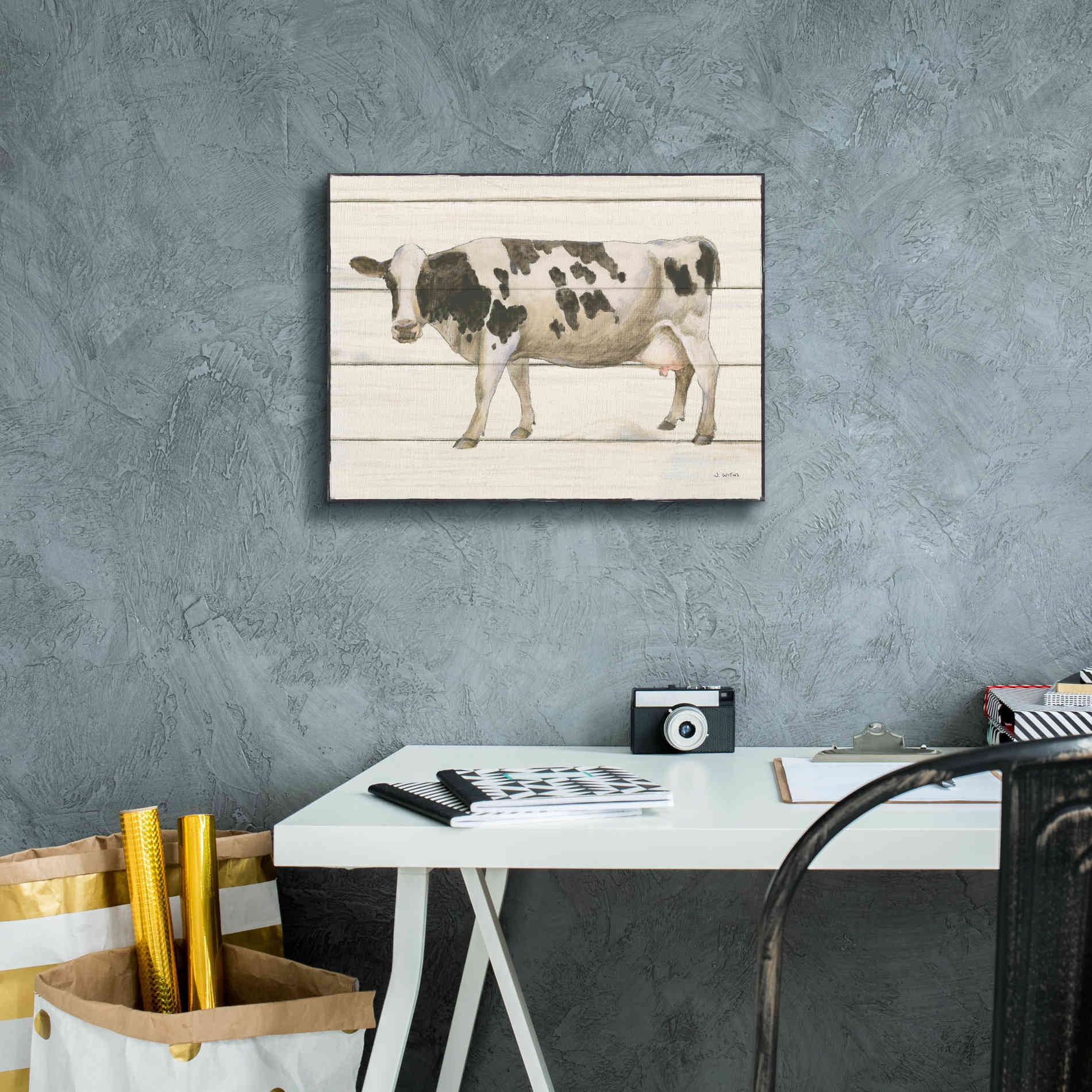 'Country Cow VI' by James Wiens, Canvas Wall Art,16 x 12