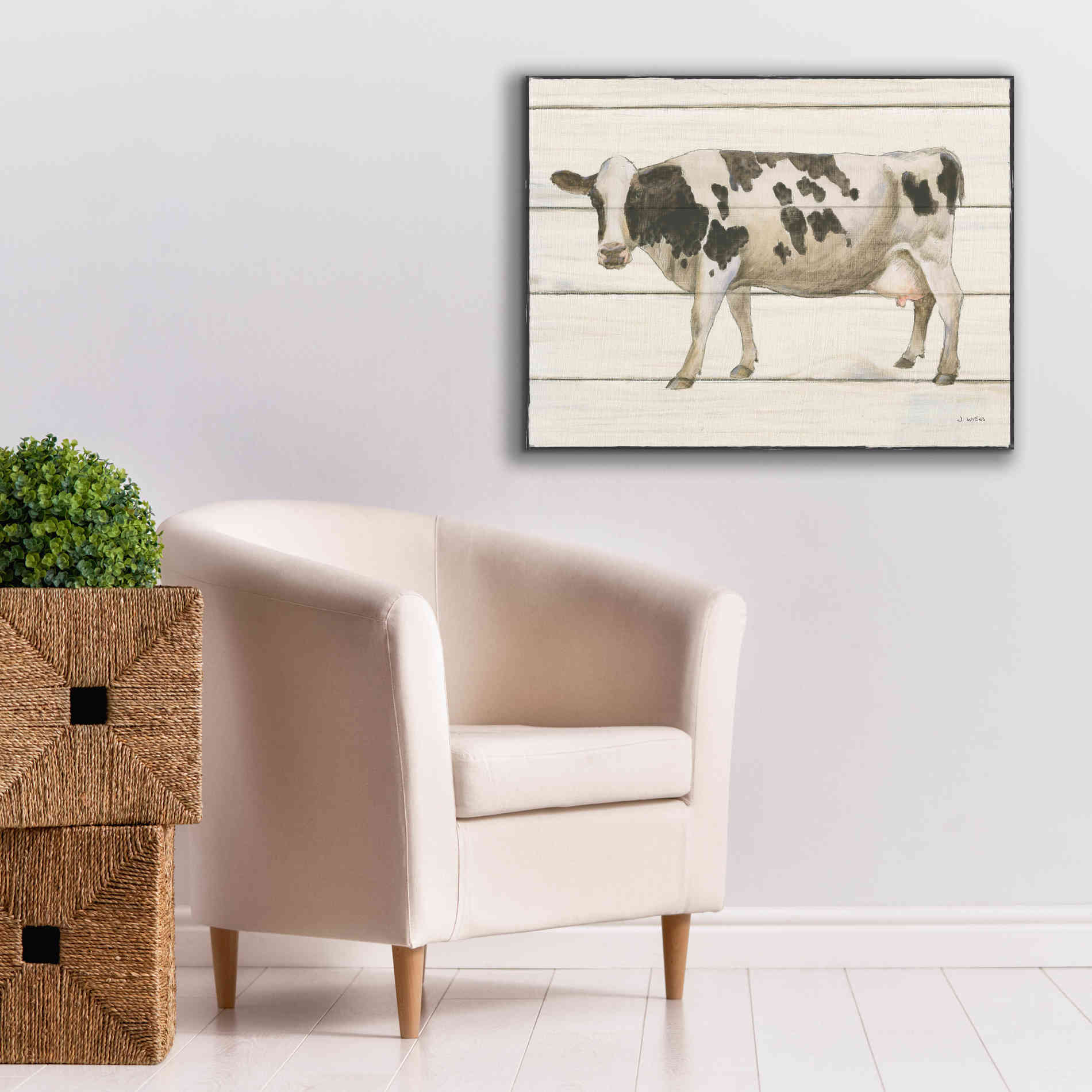 'Country Cow VI' by James Wiens, Canvas Wall Art,34 x 26