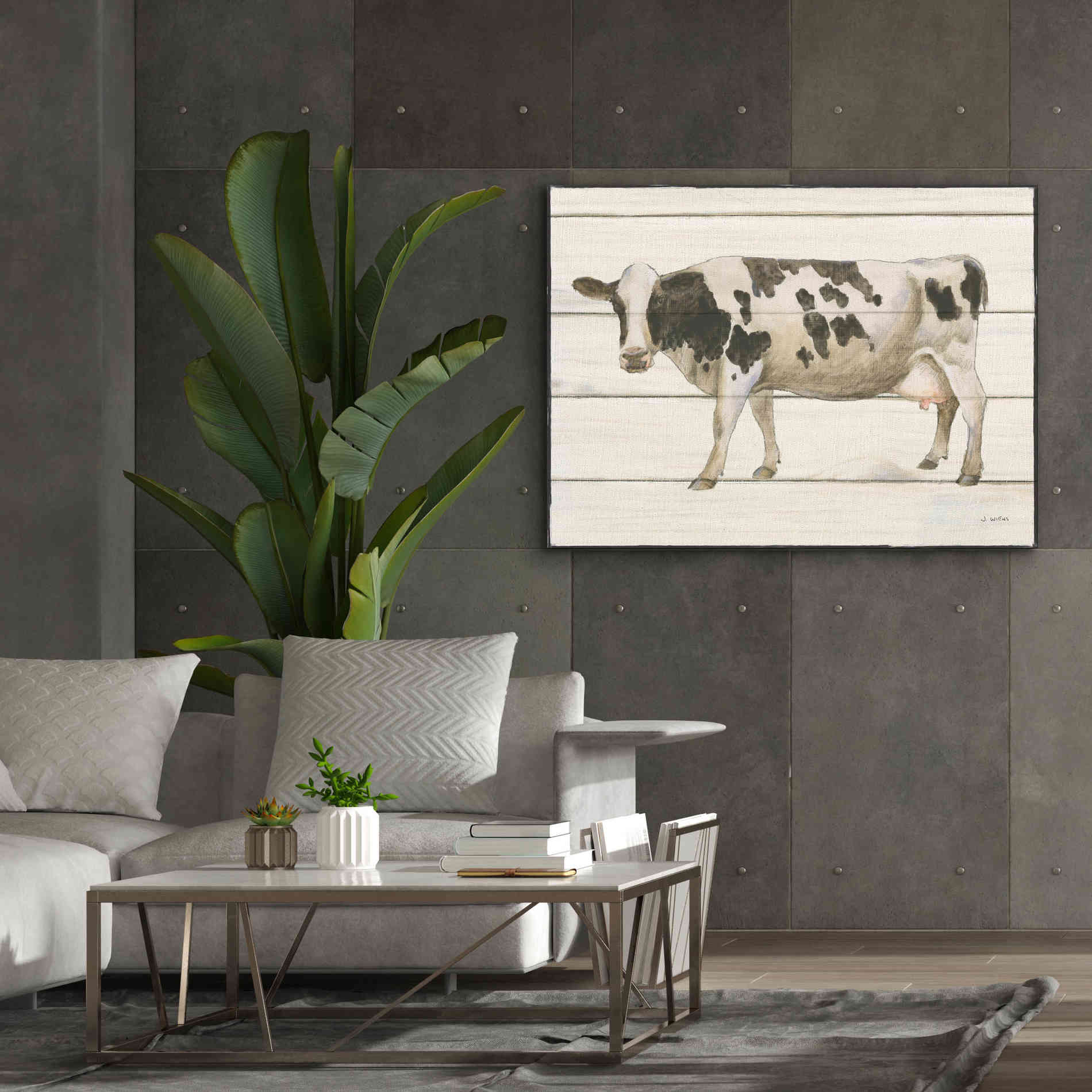 'Country Cow VI' by James Wiens, Canvas Wall Art,54 x 40