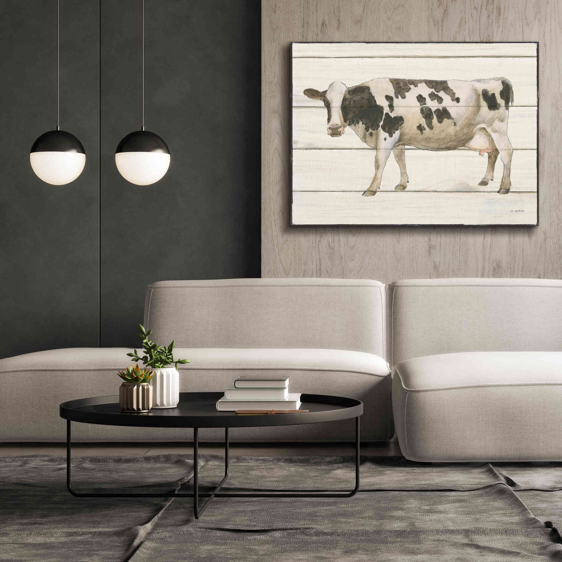 'Country Cow VI' by James Wiens, Canvas Wall Art,54 x 40