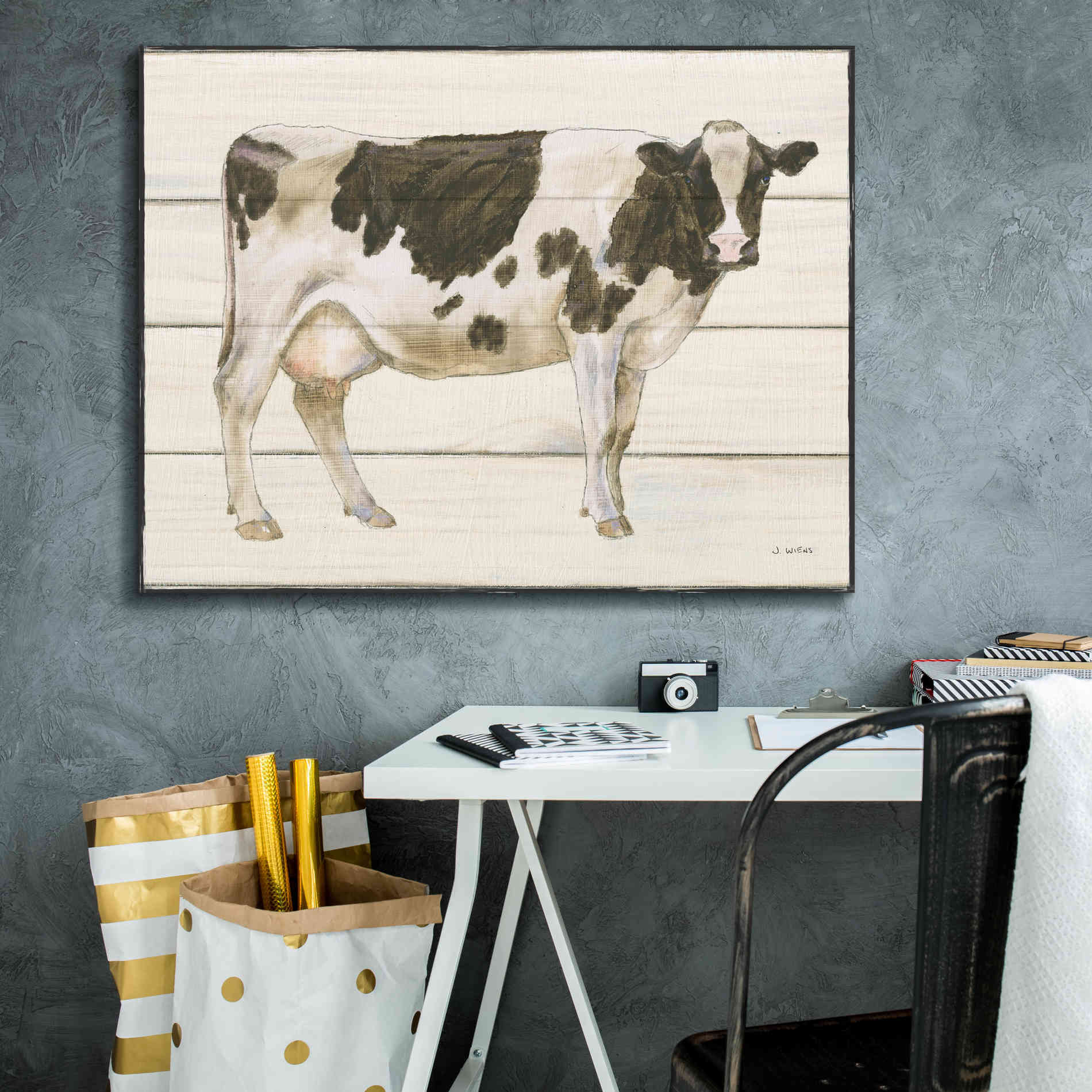 'Country Cow VII' by James Wiens, Canvas Wall Art,34 x 26