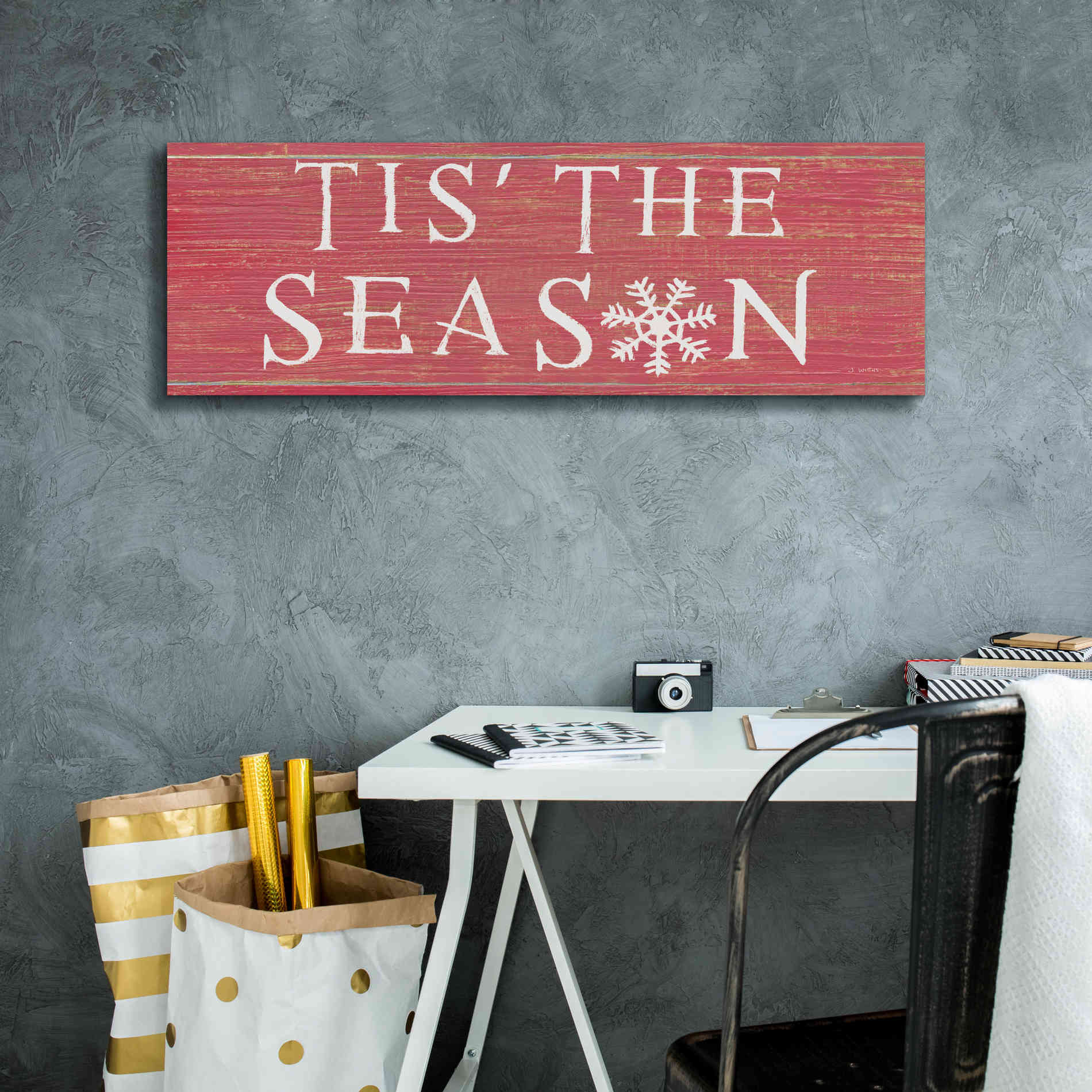 'Christmas Affinity IV Red' by James Wiens, Canvas Wall Art,36 x 12