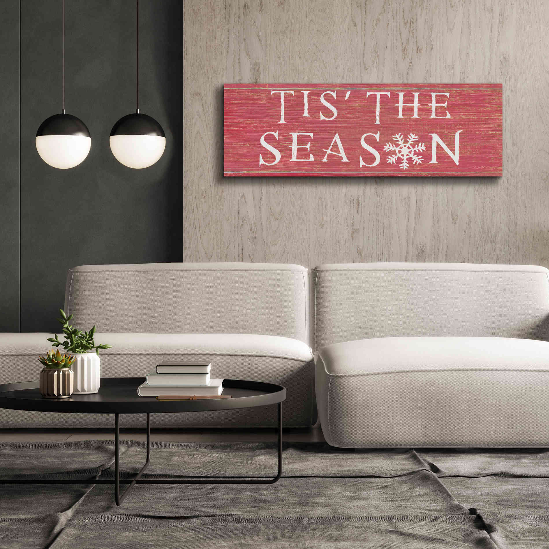 'Christmas Affinity IV Red' by James Wiens, Canvas Wall Art,60 x 20