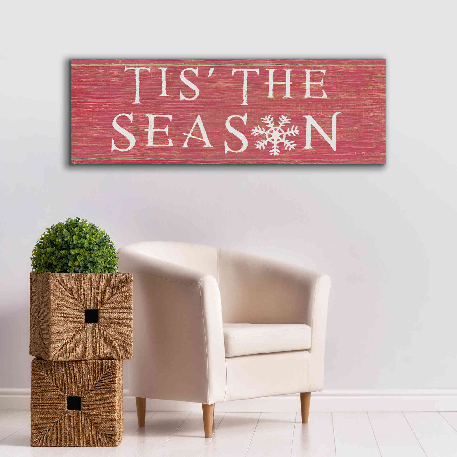 'Christmas Affinity IV Red' by James Wiens, Canvas Wall Art,60 x 20