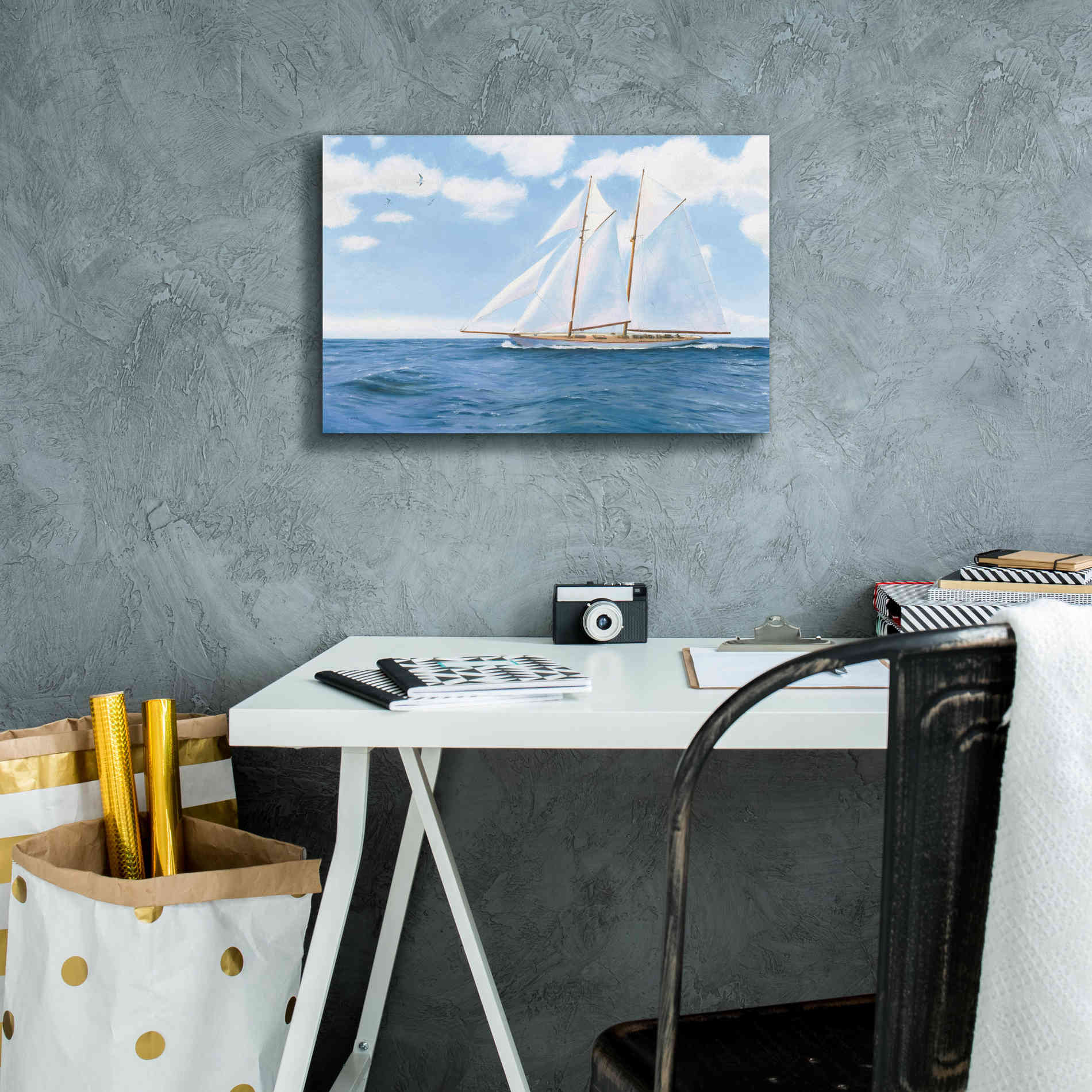 'Majestic Sailboat' by James Wiens, Canvas Wall Art,18 x 12