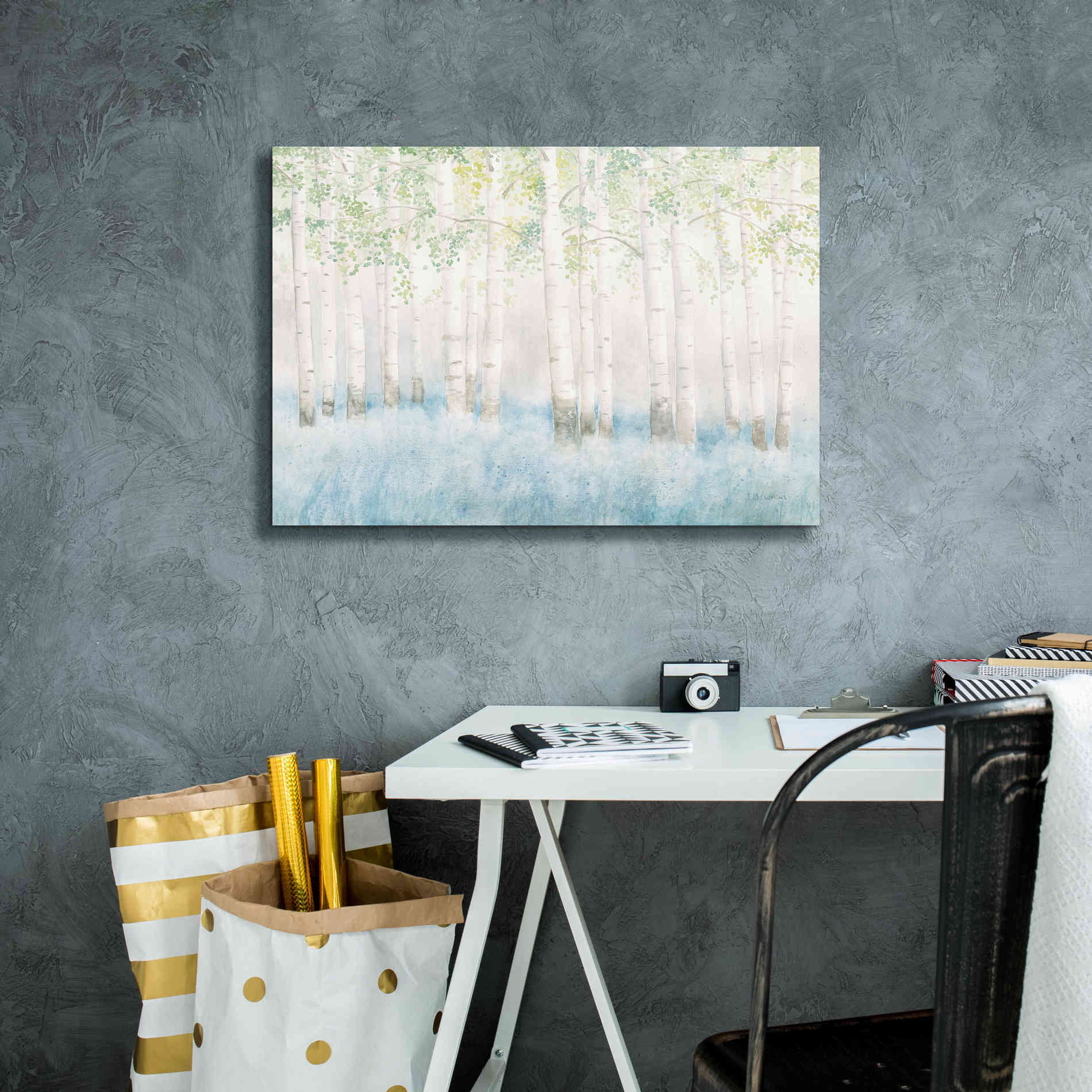 'Soft Birches' by James Wiens, Canvas Wall Art,26 x 18