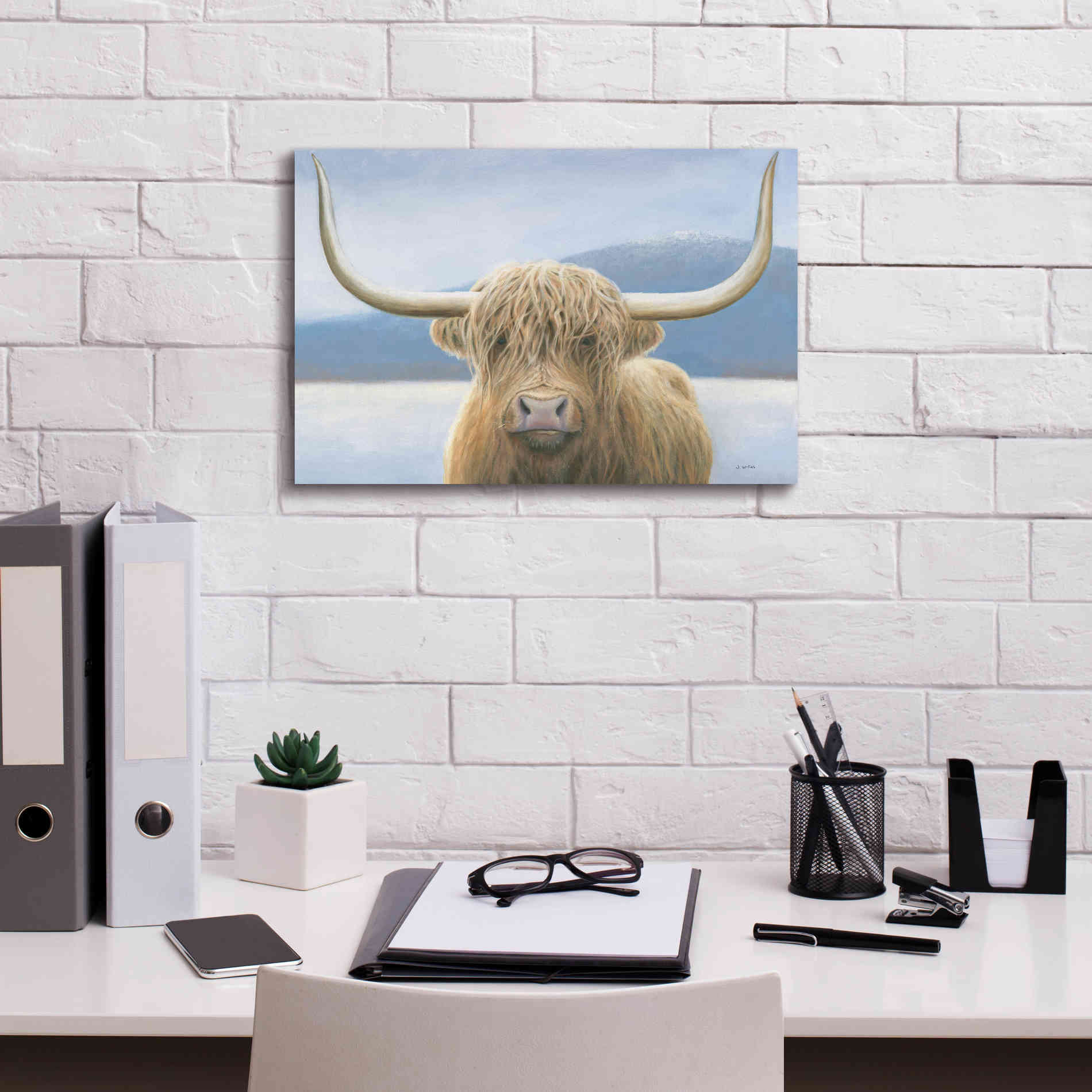 'Highland Cow' by James Wiens, Canvas Wall Art,18 x 12