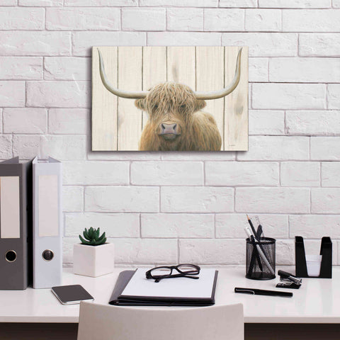 Image of 'Highland Cow Shiplap' by James Wiens, Canvas Wall Art,18 x 12