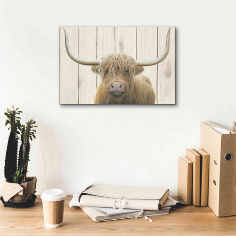 Image of 'Highland Cow Shiplap' by James Wiens, Canvas Wall Art,18 x 12