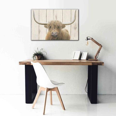 Image of 'Highland Cow Shiplap' by James Wiens, Canvas Wall Art,40 x 26