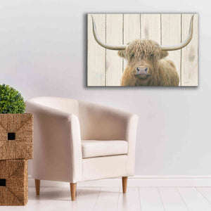 'Highland Cow Shiplap' by James Wiens, Canvas Wall Art,40 x 26