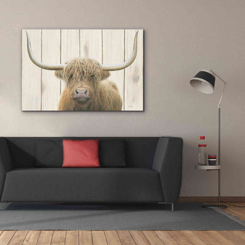 Image of 'Highland Cow Shiplap' by James Wiens, Canvas Wall Art,60 x 40