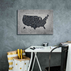 'Riveting USA Map' by James Wiens, Canvas Wall Art,26 x 18