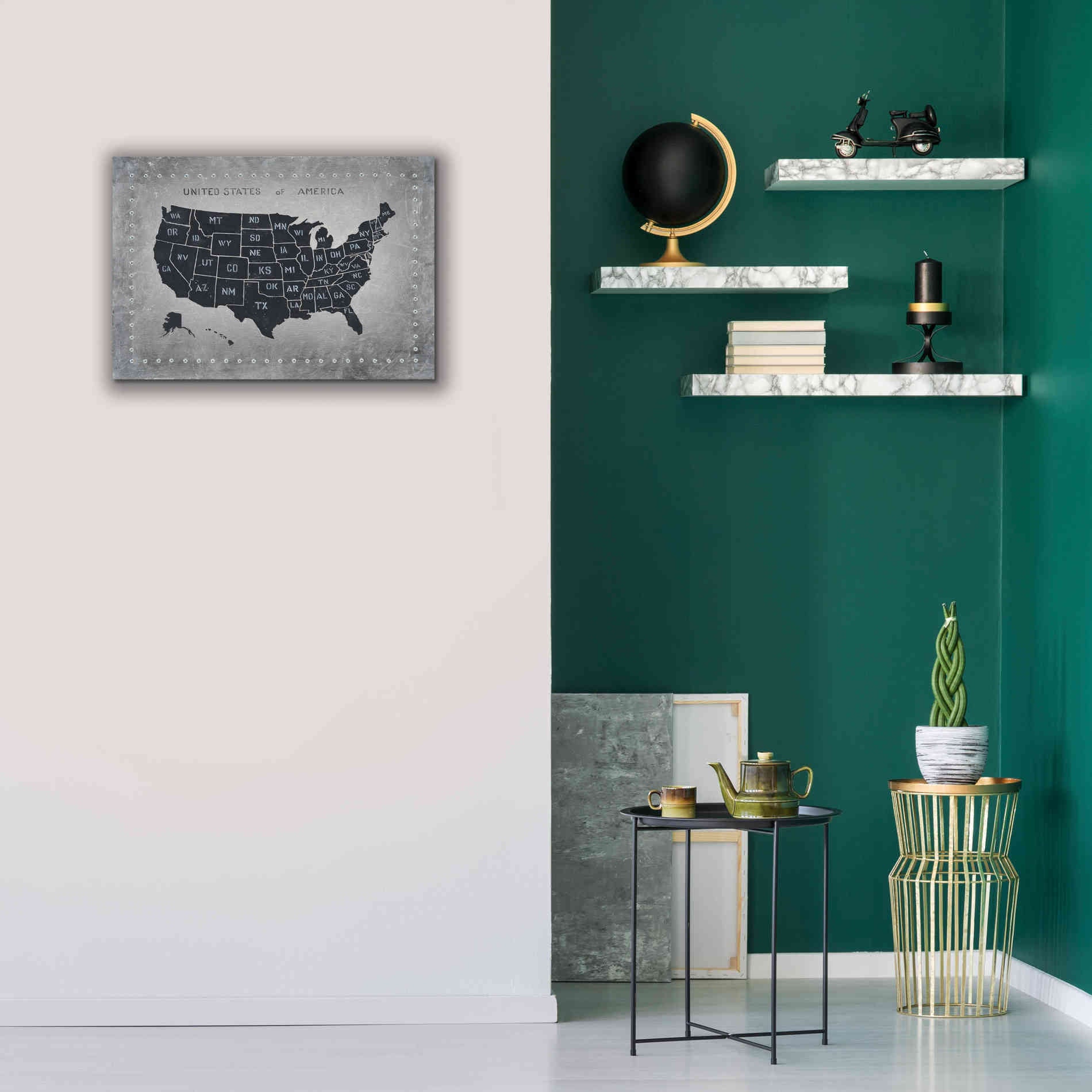 'Riveting USA Map' by James Wiens, Canvas Wall Art,26 x 18