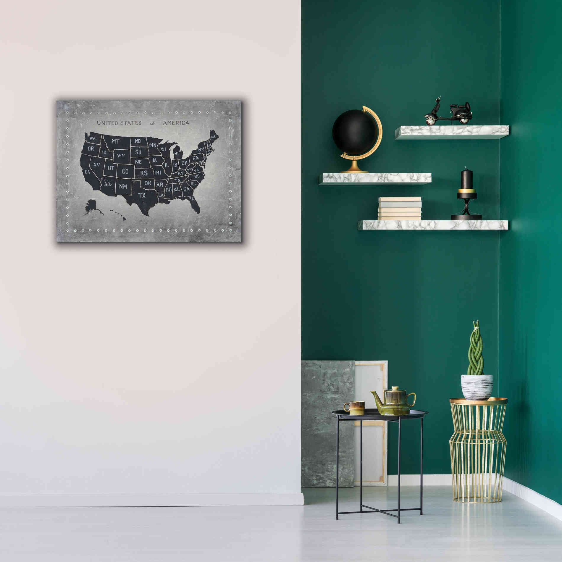 'Riveting USA Map' by James Wiens, Canvas Wall Art,34 x 26