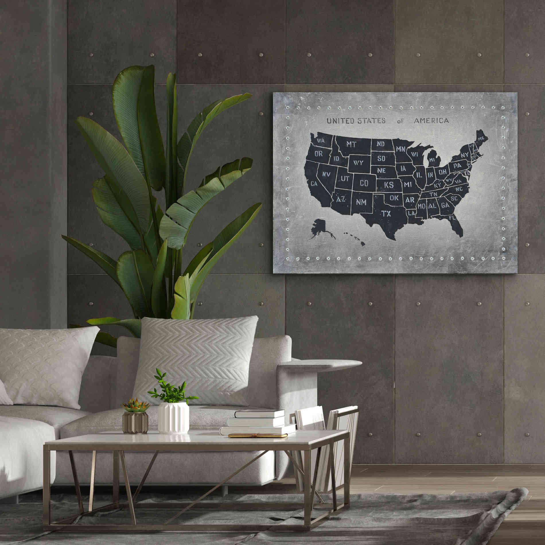 'Riveting USA Map' by James Wiens, Canvas Wall Art,54 x 40