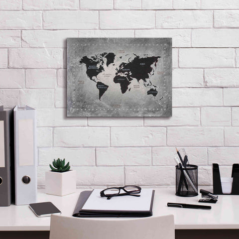 Image of 'Riveting World Map' by James Wiens, Canvas Wall Art,16 x 12