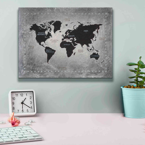 Image of 'Riveting World Map' by James Wiens, Canvas Wall Art,16 x 12