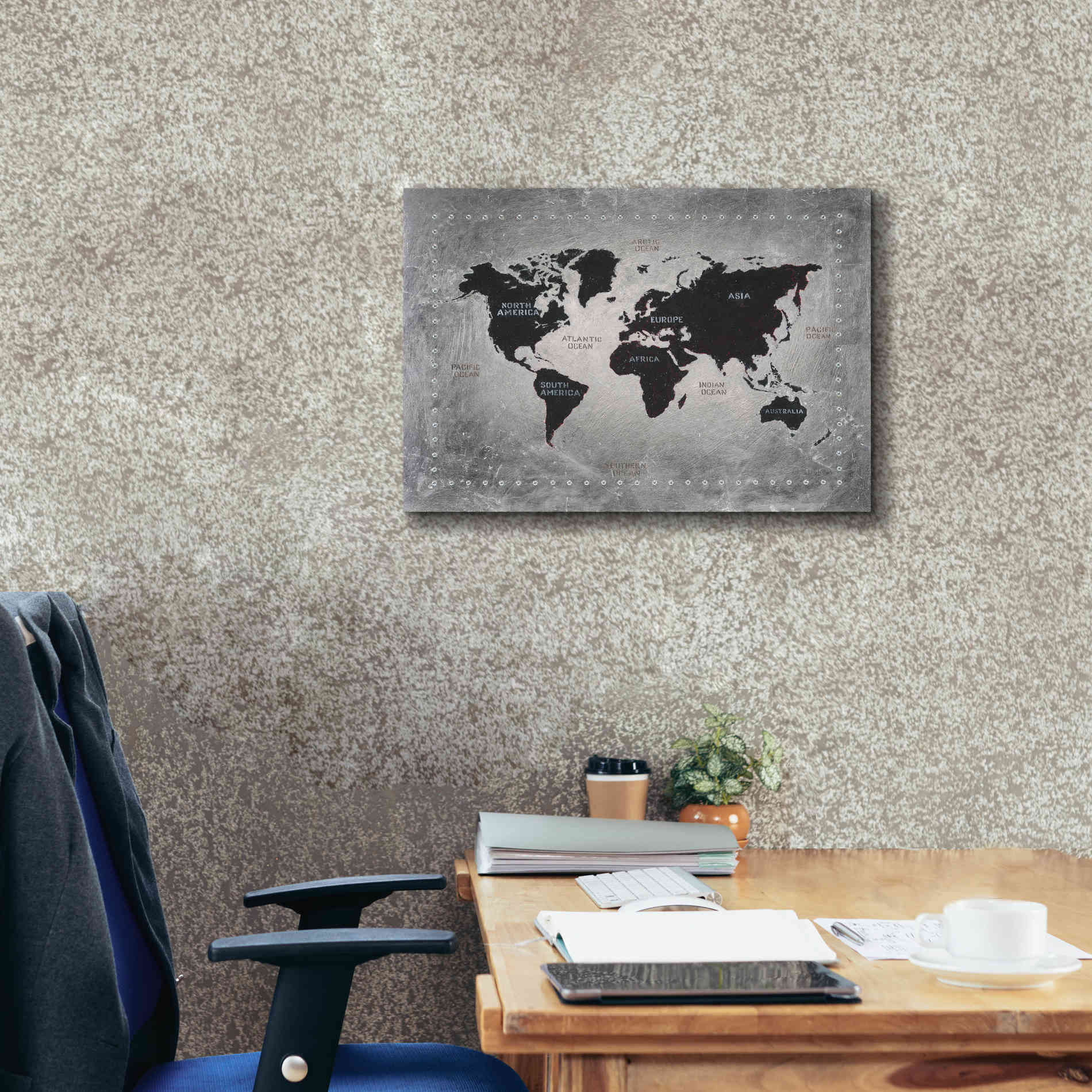 'Riveting World Map' by James Wiens, Canvas Wall Art,26 x 18