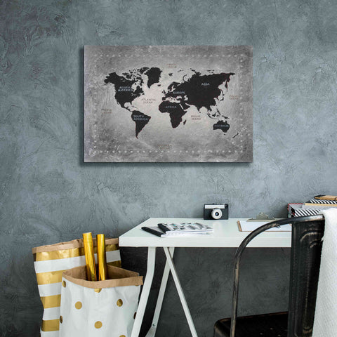 Image of 'Riveting World Map' by James Wiens, Canvas Wall Art,26 x 18