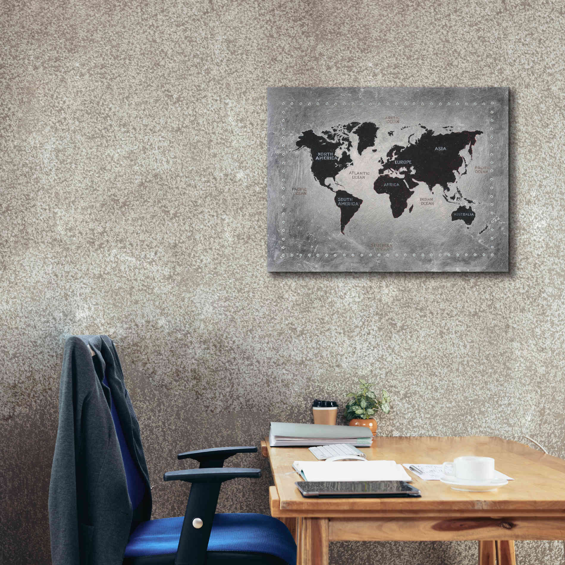 'Riveting World Map' by James Wiens, Canvas Wall Art,34 x 26