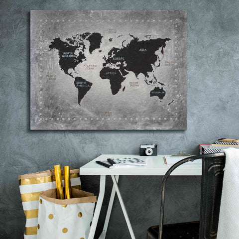 Image of 'Riveting World Map' by James Wiens, Canvas Wall Art,34 x 26