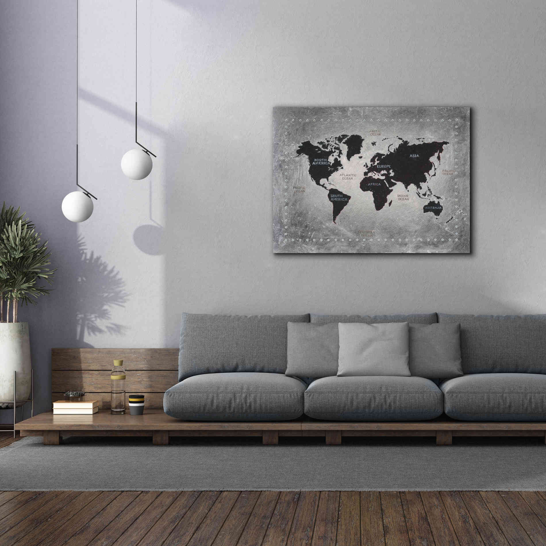 'Riveting World Map' by James Wiens, Canvas Wall Art,54 x 40