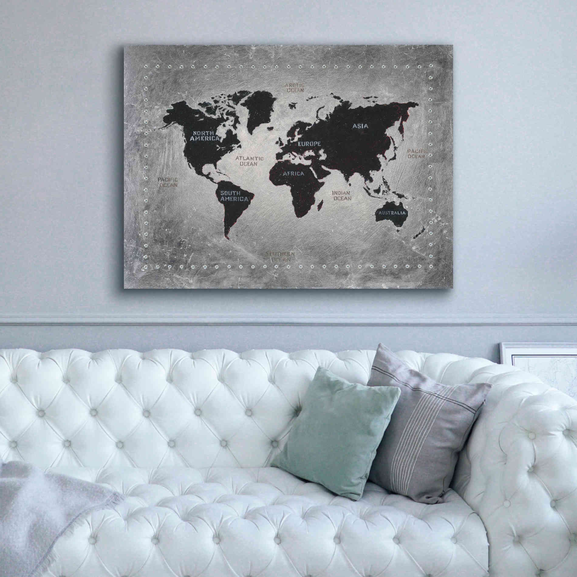 'Riveting World Map' by James Wiens, Canvas Wall Art,54 x 40