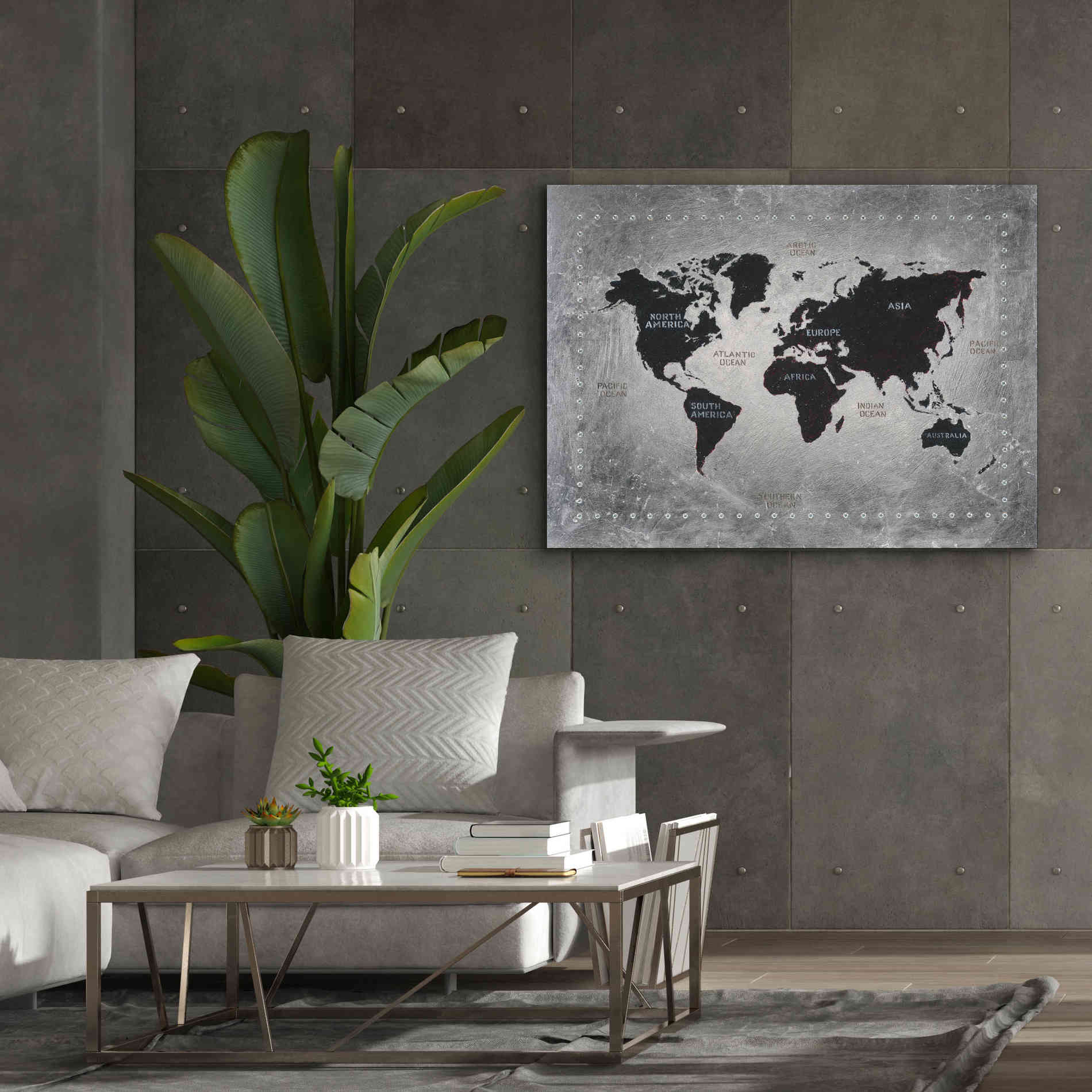 'Riveting World Map' by James Wiens, Canvas Wall Art,54 x 40
