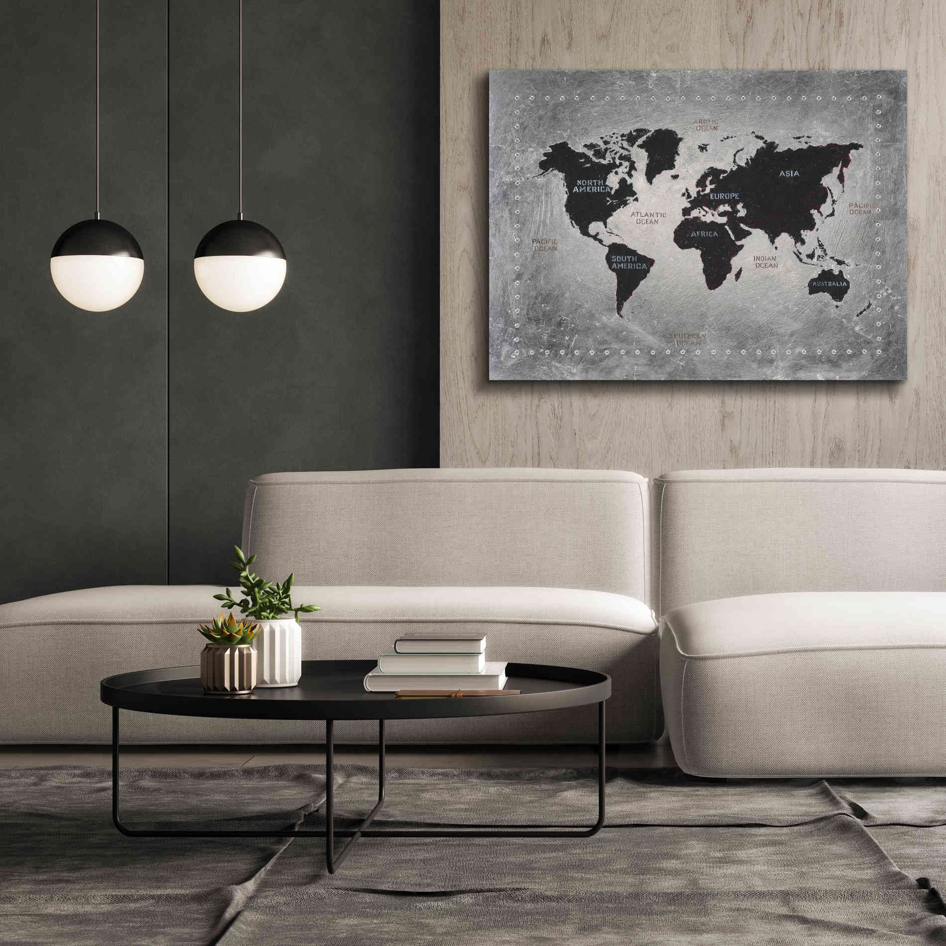 'Riveting World Map' by James Wiens, Canvas Wall Art,54 x 40