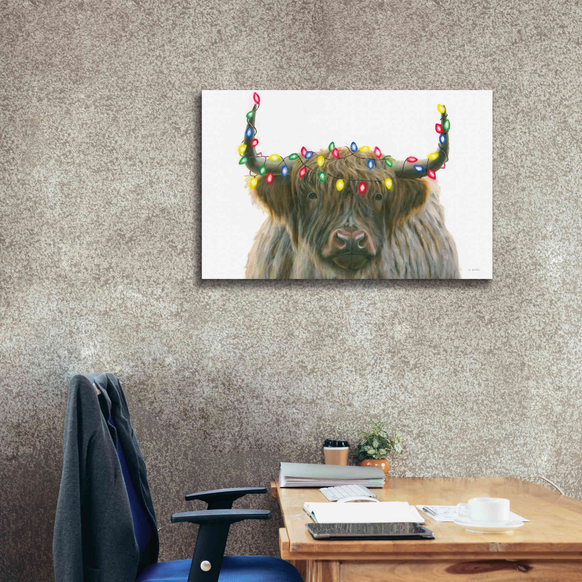 'Holiday Highlander' by James Wiens, Canvas Wall Art,40 x 26