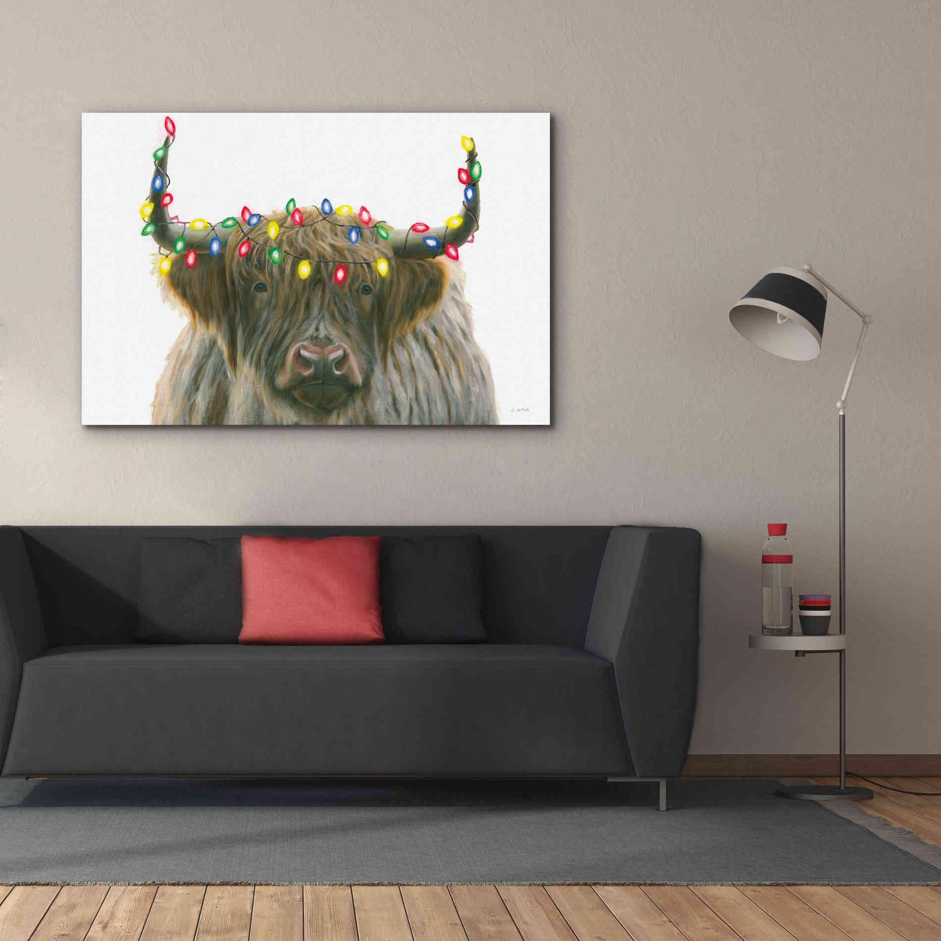 'Holiday Highlander' by James Wiens, Canvas Wall Art,60 x 40