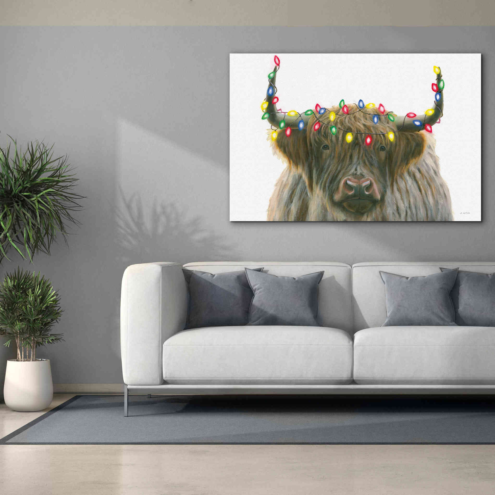 'Holiday Highlander' by James Wiens, Canvas Wall Art,60 x 40