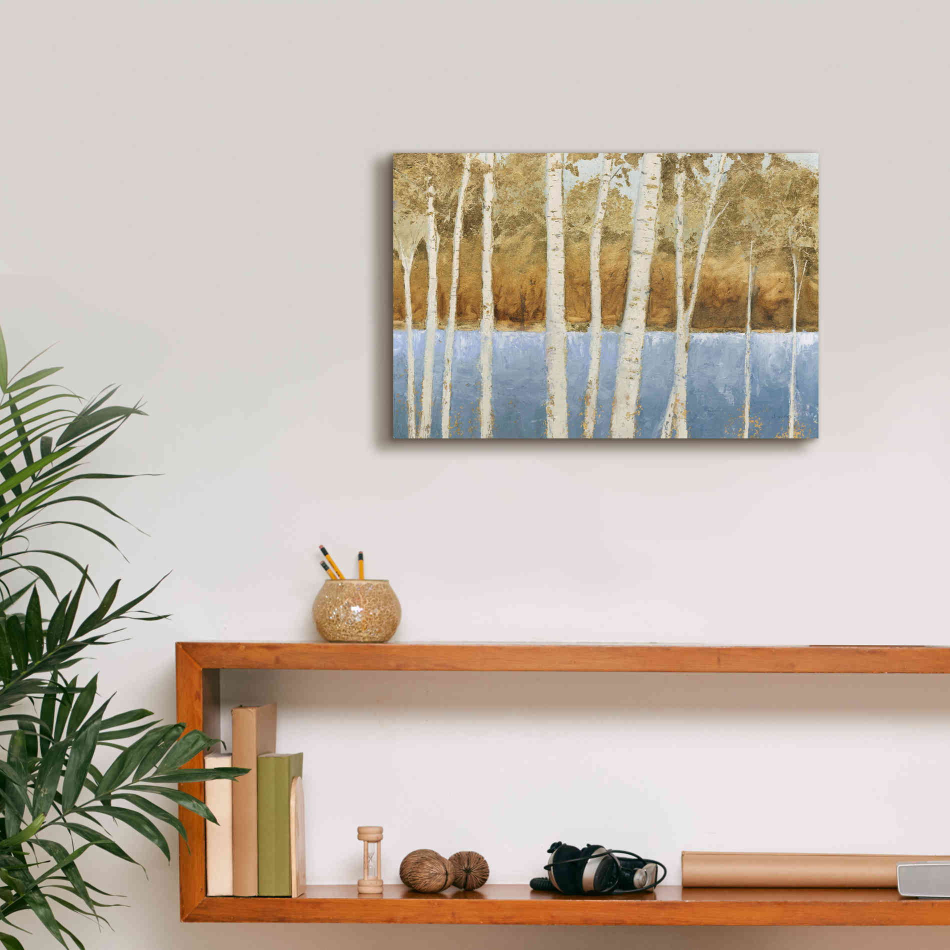 'Lakeside Birches' by James Wiens, Canvas Wall Art,18 x 12
