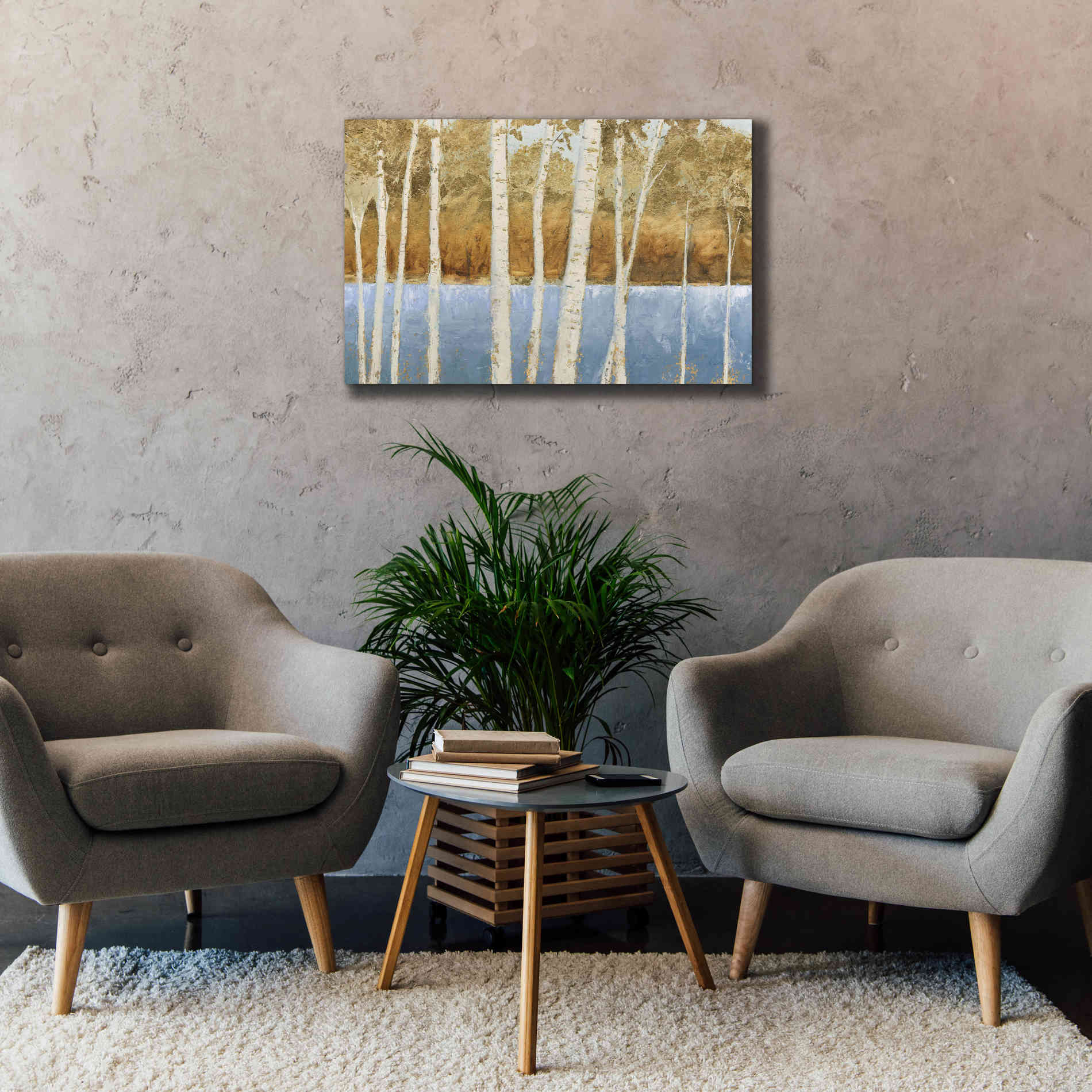 'Lakeside Birches' by James Wiens, Canvas Wall Art,40 x 26